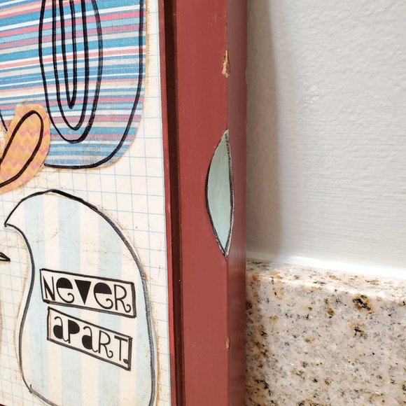 Vintage Wooden Wall Plaque, Birds "Always Together Never Apart" Inspirational - Picture 5 of 6